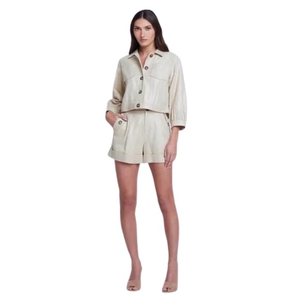 L'AGENCE safari cotton & linen shorts NWT size 14 - Picture 1 of 8